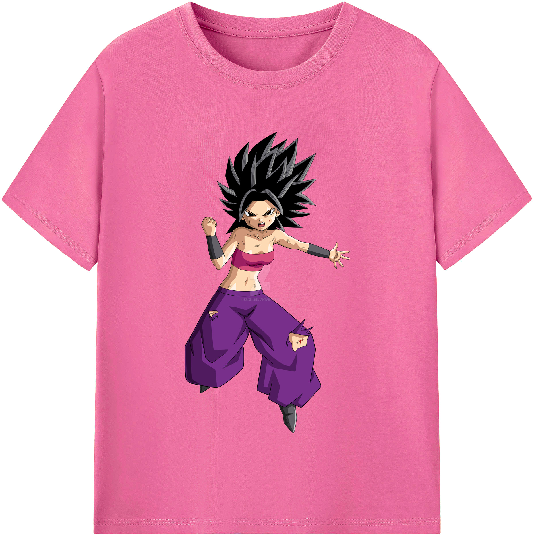 （画像用） ドラゴンボール カリフラ DRAGON BALL Caulifla レディースカジュアルプリントTシャツ（綿100％）